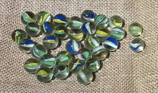 Collezione di 33 biglie in vetro con sacchetto - Vintage