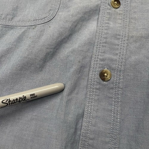Cabelas Button Down Shirt Mens 2XL Blue Short Sleeve Outdoor Gear Casual - Picture 10 of 24