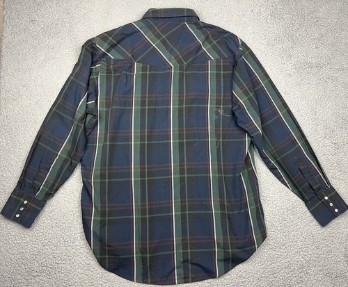 Vintage Ely Cattleman Western Shirt XL Tall Long Sleeve Pearl Snap Plaid Blue - Picture 9 of 14