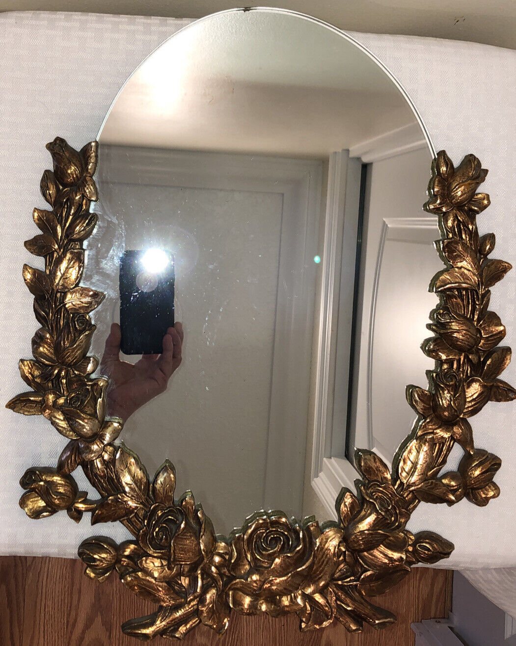 Sale Mid-Century GOLD SYROCO Round Oval Mirror Frame Flowers -  Portugal