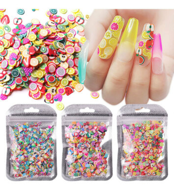 1000 Pcs Nail Art Fruit Flower Feather Fimo Slices For Slime DIY Crafts Decor