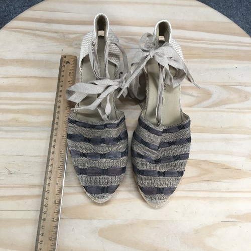 Eric Michael Sandals Womens 40 Beige Espadrille Wedge Woven Stripe Gladiator - Picture 9 of 15