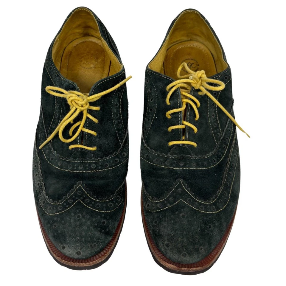 Johnston and Murphy Talla: 7.5 Gamuza Cuero Verde Oxford Amarillo Zapatos de Encaje