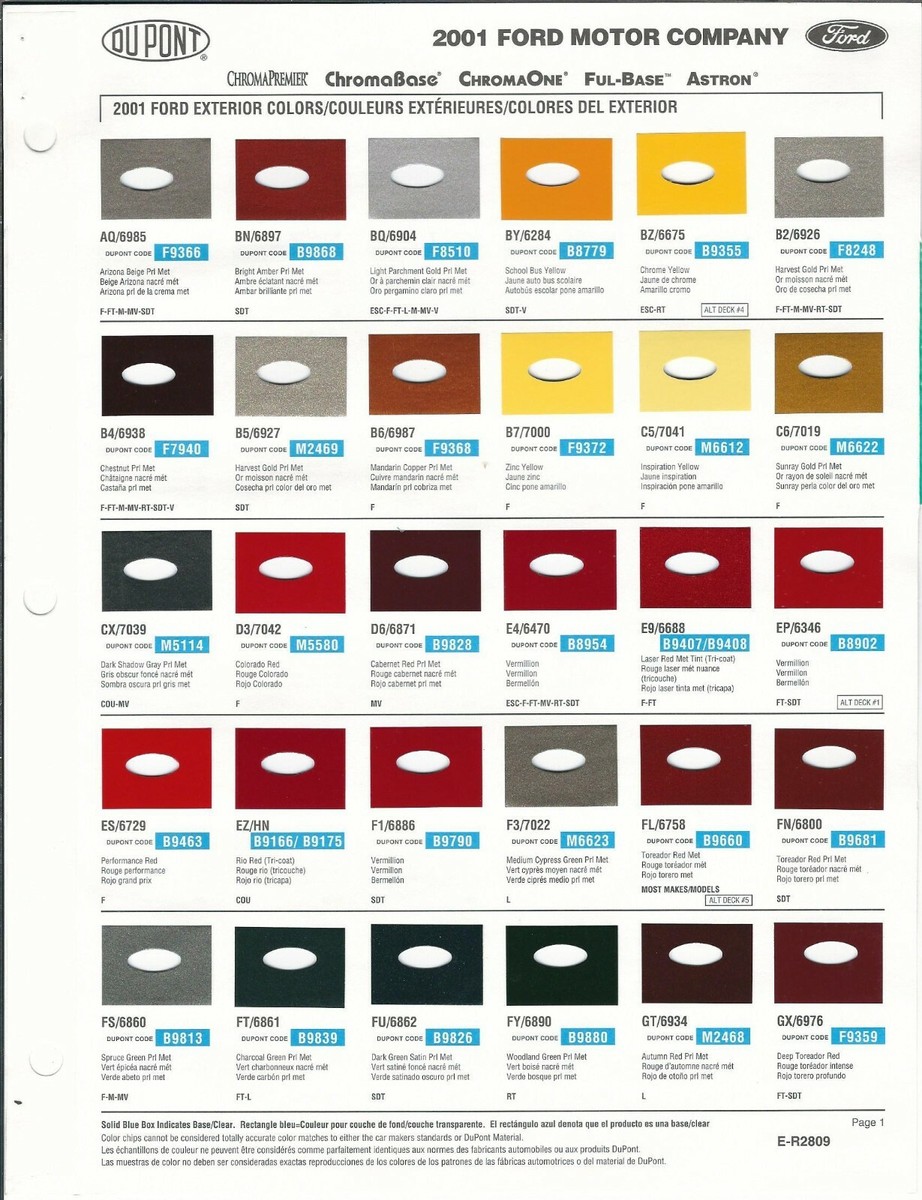 Dupont Chromabase Color Chart