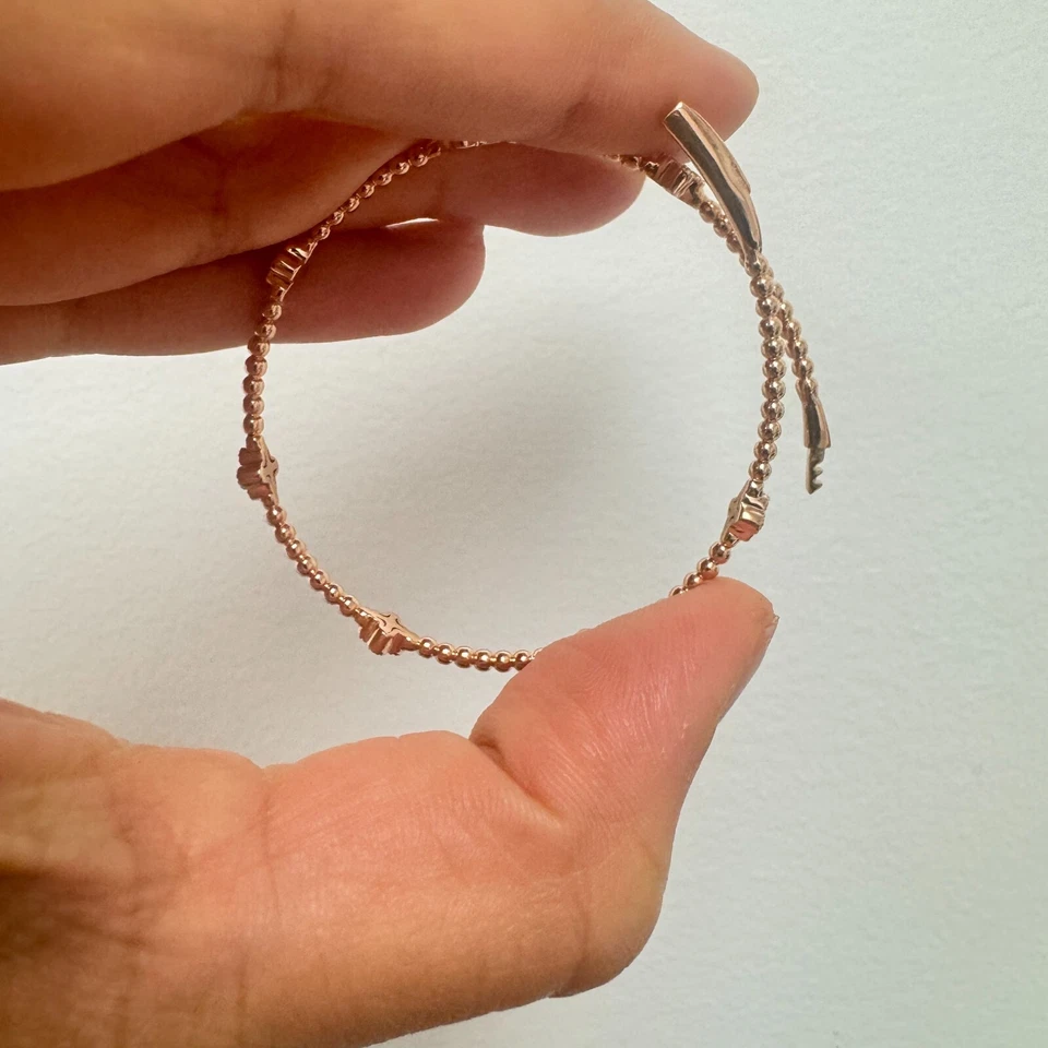 Real Natural Diamond Bracelet, Beaded Flexible Bangle, Flower Cluster, 14k Gold - Image 4 of 4