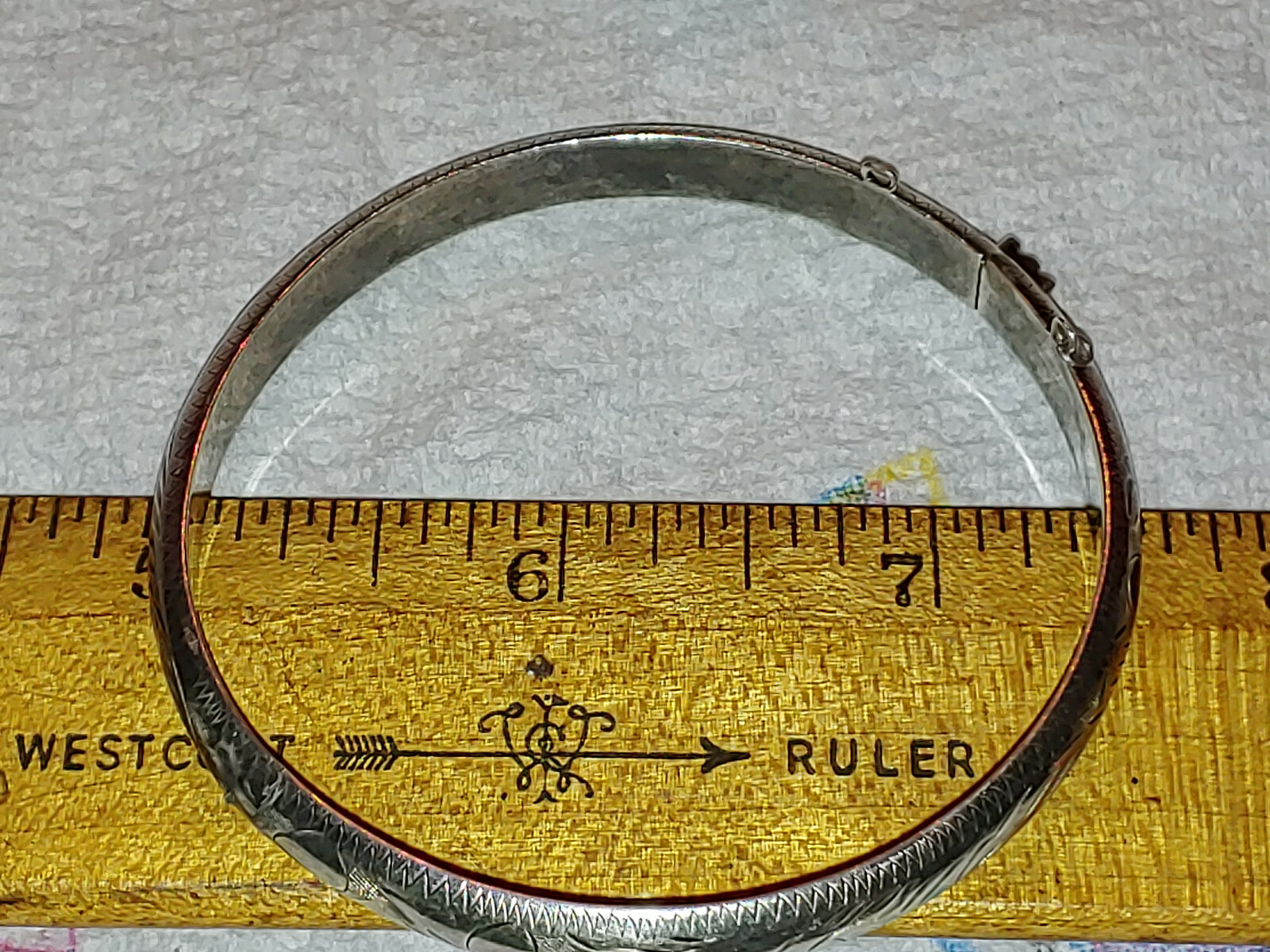 Sterling Silver Etched Patterned Bangle Bracelet … - image 4