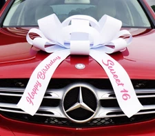 Sweet 16 Car Bow, Giant Happy Birthday Magnetic Back Car Bow, Sweet 16 Big Bow