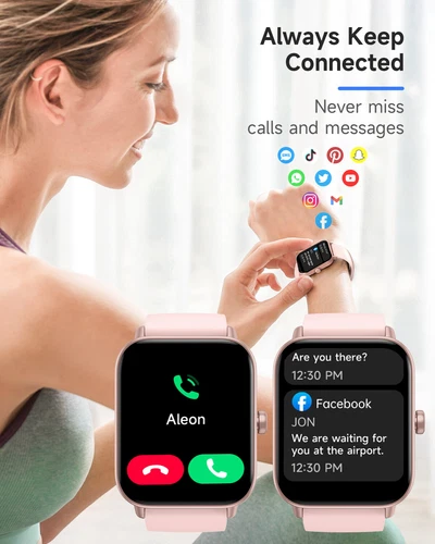 Smart Watch for Women Men for Android iOS, Alexa Built-in, 1.8 IP68 Waterproof