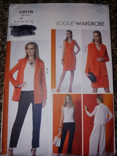 Vogue V9176 6-14 Sewing Pattern Ladies 5 Piece Suit Jacket Blouse Dress Slim UCN - Picture 1 of 2