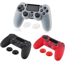 Silicone Thumb Stick Grip Cap+ Protective Case For PlayStation 4 PS4 Controller