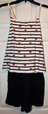 NWT Gap Kids Girl's Stars and Stripes Knit Romper Sz XXL 14 16