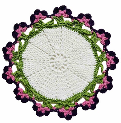 Round floral Crochet Doily Table candle Mat centerpiece runner Handmade mandala