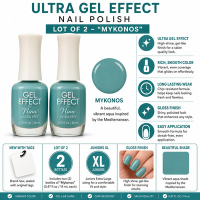 Nina Ultra Gel Effect Nail Polish   Lot of 2  Mykonos  (0.5 fl oz) Gloss Finish