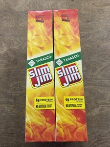 2 Pack Slim Jim Giant Tabasco Smoked Meat Sticks 24 Count Protein Snacks