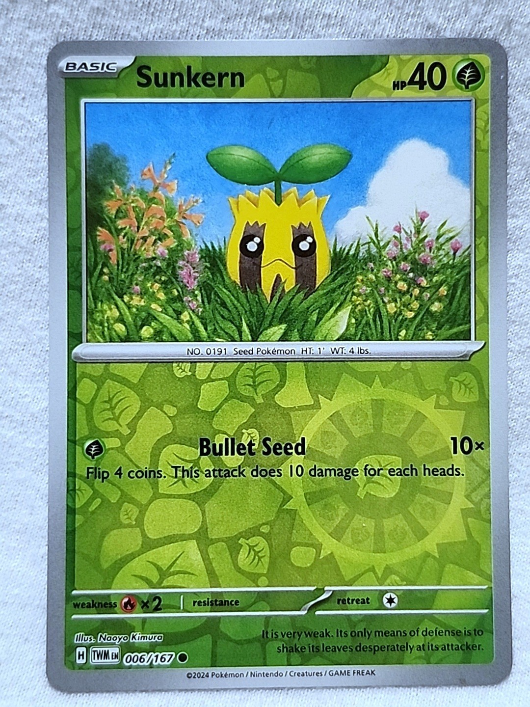 Sunkern 006/167 Common Reverse Holo Twilight Masquerade Pokémon