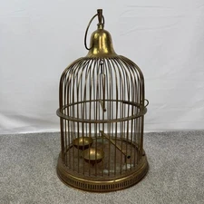 Vintage Large Brass Birdcage Decorative 20" Tall 12" Diameter Hanging Patina