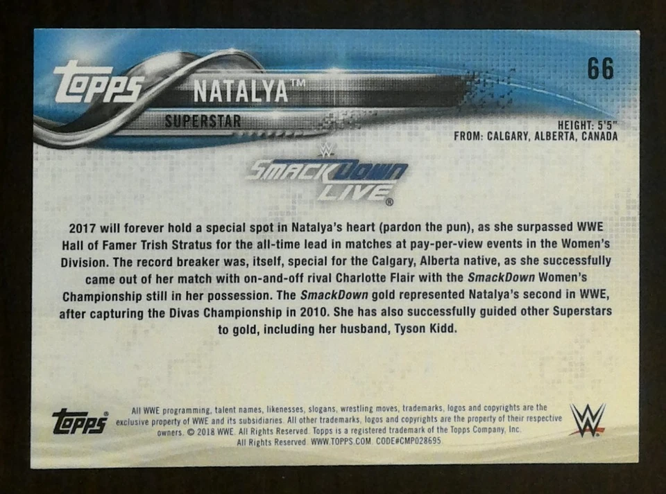 2018 Topps WWE - Natalya #66 - Image 2 of 2