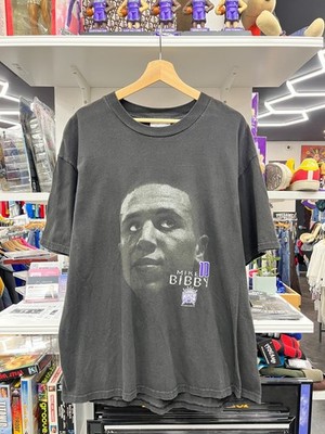 VTG 90s Mike Bibby NBA Sacramento Kings Black Shadow Portrait Shirt XL
