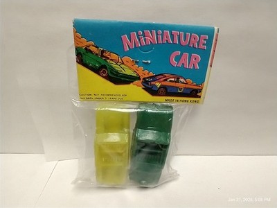Vintage Miniature Car Plastic Hong Kong Unbranded 2 PK Original Pack NOS