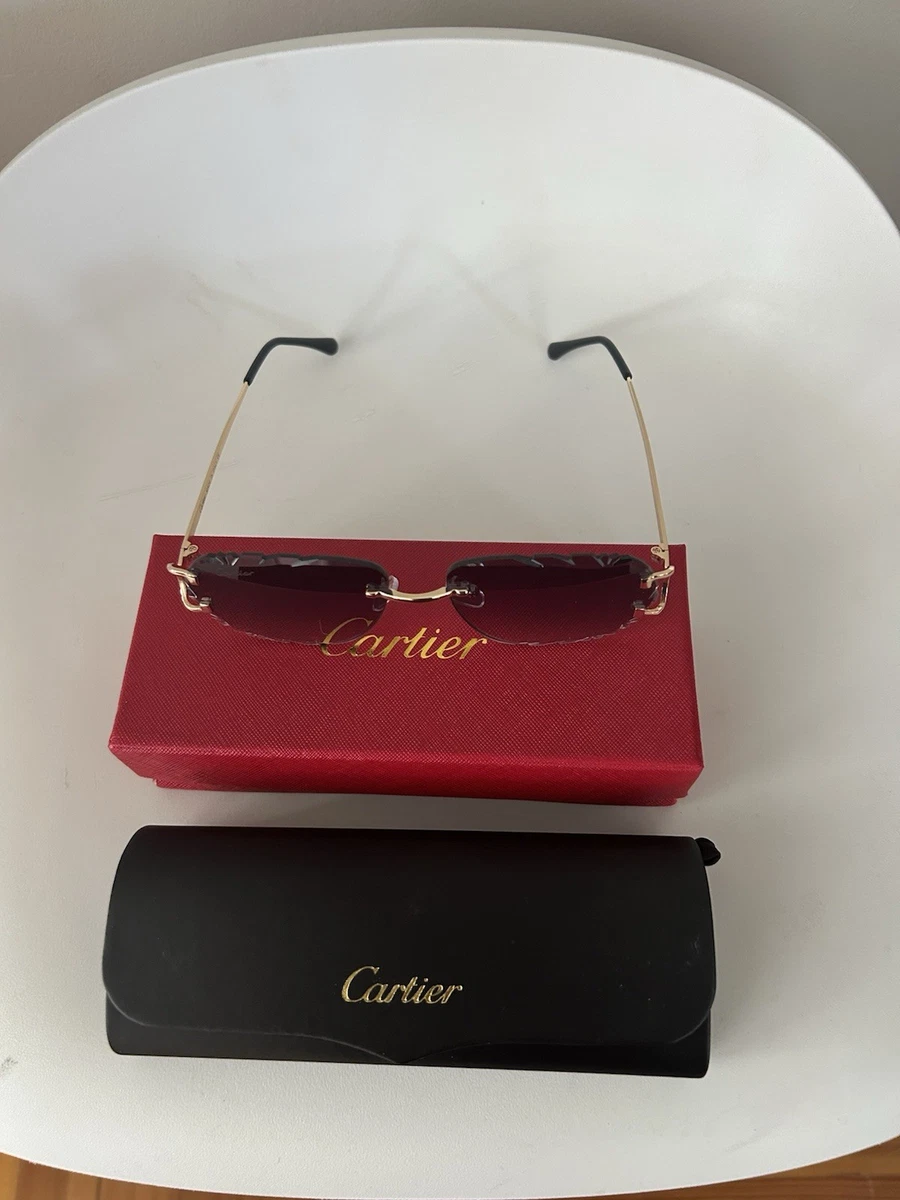 Authentic NIB Cartier Square Sunglasses with case, box dust cloth Authentic Cartier Glasses Packaging Set Large Box Case Cloth  main image 3