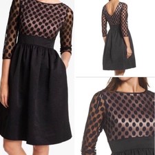 NWOT Eliza J Black Polka Dot Cocktail Dress w/ Pockets GORGEOUS!