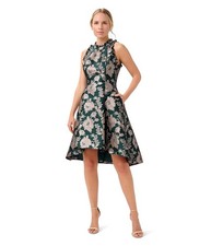Adrianna Papell Floral Jacquard Party Dress, Green/Pink, Size 6
