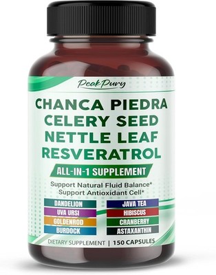 Premium All-in-1 Chanca Piedra Celery Seed Nettle Leaf & Resveratrol Supplement