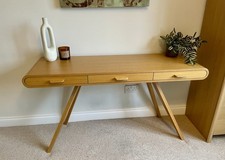 Made.Com Steuart Padwick MidCentury Fonteyn Console Desk 3Drawers Solid Oak VGC