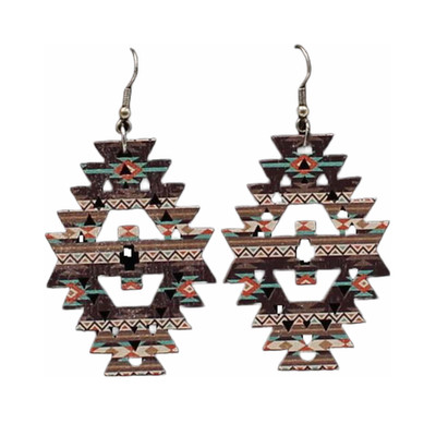 Silver Strike Ladies Wood Cut Out Multi Colored Earrings D4600122