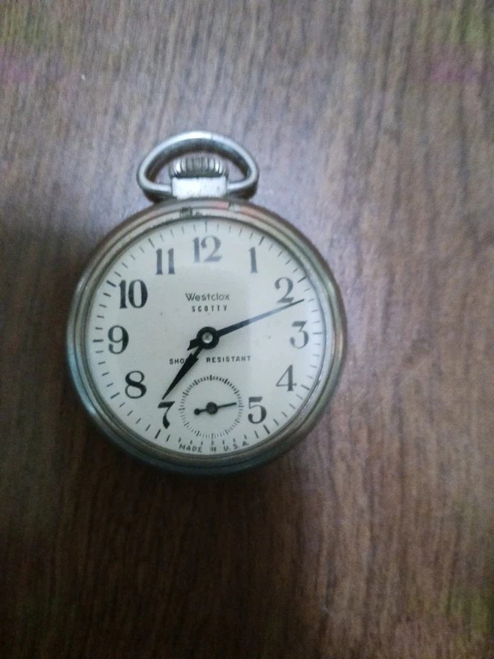 Vintage Westclox "Scotty"-Open-Face, Shock Resistant, Manual Wind-Pocket Watch - Image 2 of 4