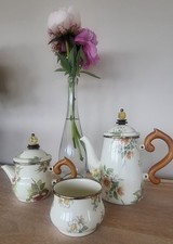 Vintage 1995 Camp MacKenzie-Childs 5-Piece Stacking Tea Set Floral Enamel