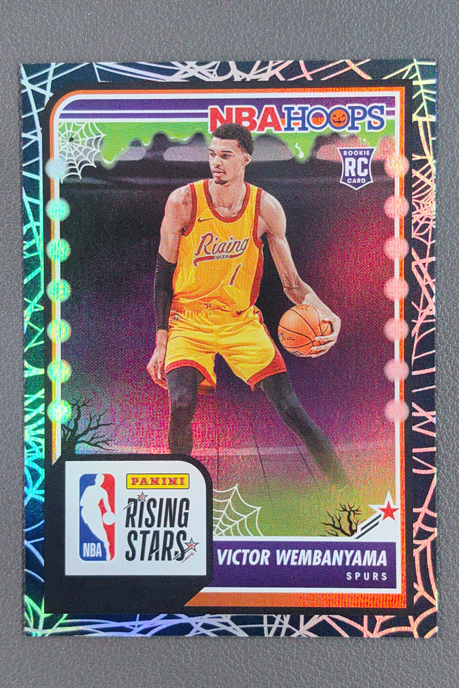 2023-24 Panini Haunted Hoops Victor Wembanyama Spider Web Holo Rising Stars RC