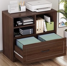 Walnut Wooden Filing Cabinet home living Storage Unit A4 Drawer Shelf organiser