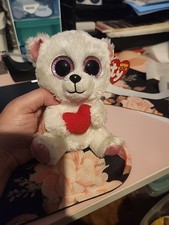 Ty Beanie Boos Valentine Cuddly Bear with Heart 9" 2007 White Red