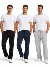 Mens Open Hem Fleece Joggers Casual Sweatpants Trousers Jogging Bottoms Only