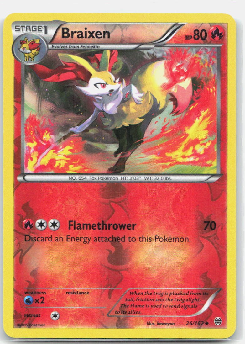 Braixen 26/162 Uncommon BREAKthrough Pokemon Reverse Holo Moderately Played