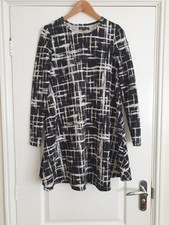 Womens Black & White Swing Style Shift Dress-ladies Size 12