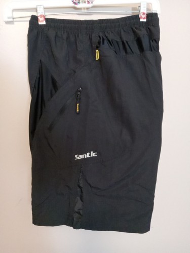 Santic Men Black Canvas Zip Pockets Drawstring Padded Cycling Shorts Size 2XL - Picture 8 of 10