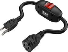 3-Prong Power Extension Cord with On/Off Switch, 3 Outlets, 40CM