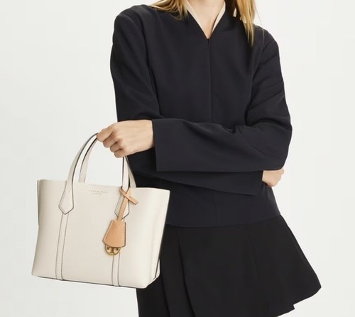 Tory Burch Perry Small Triple Compartment Tote Crossbody Bag In Ivory - Picture 14 of 15