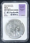 2014 $1 Early Release AMERICAN Silver Eagle NGC MS70 HAND SIGNED Elizabeth Jones