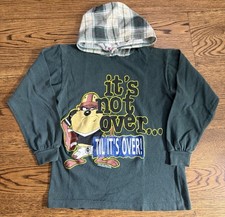 Vintage 90s Looney Tunes Taz Graphic Hooded Longsleeve T-Shirt Youth Small Green