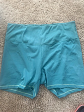 Nike One Dri-FIT Women's Green Ribbed Gym Training Shorts XL Stretch