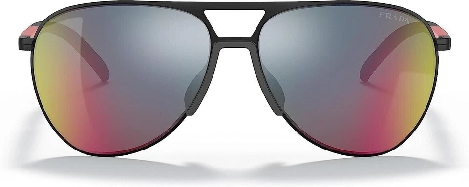 Óculos de sol masculino PRADA LINEA ROSSA SPS51X 1BO01M preto fosco/cinza azul vermelho 59mm - Imagem 4 de 4