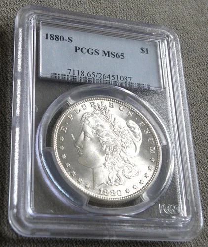 1880 S MORGAN SILVER DOLLAR ~ PCGS MS65 ~OLD LIGHT BLUE LABEL ~ REAL NICE COIN