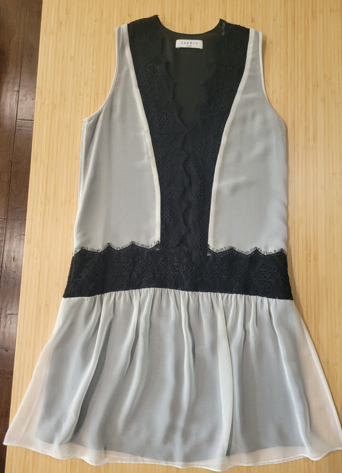 Sandro Sezane Women’s Dress Lace Back Ecru Romantic Size 1 Small Sleeveless