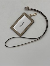 Coach ID Badge Lanyard w Card Slot Signature Canvas Sand Chalk CZ285