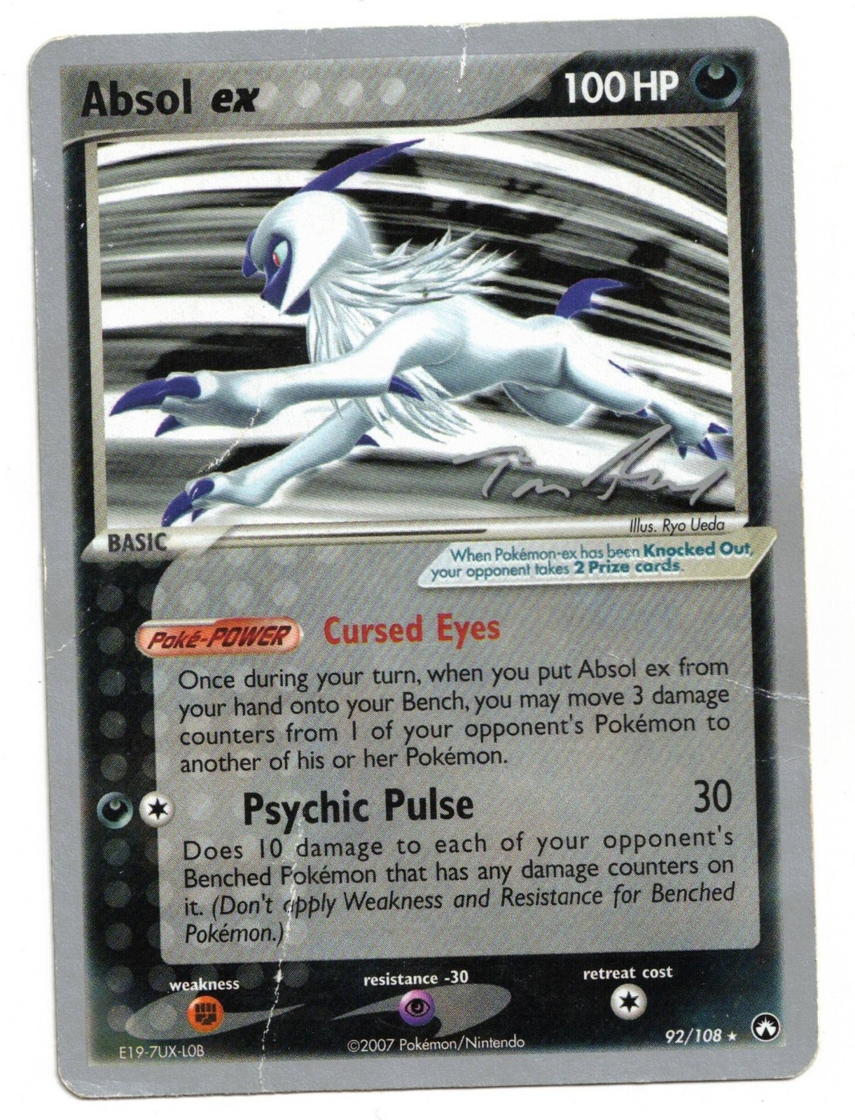 Pokemon Card: Absol EX 92/108 EX Power Keepers Set World Champion Ultra Rare! PL