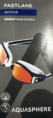 Aqua Sphere Fastlane Active Adult Swim Goggles Navy/Red Mirrored Lens