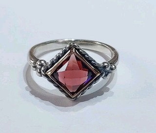 James Avery Retired Alessandra Garnet Ring Size 8.5 Sterling & 14k NO RESERVE